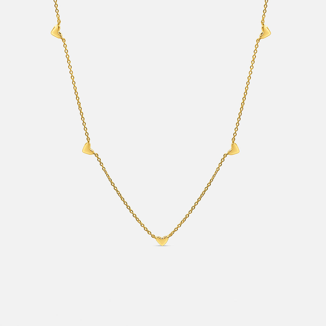 Collana con ciondoli a forma di cuore - Oro