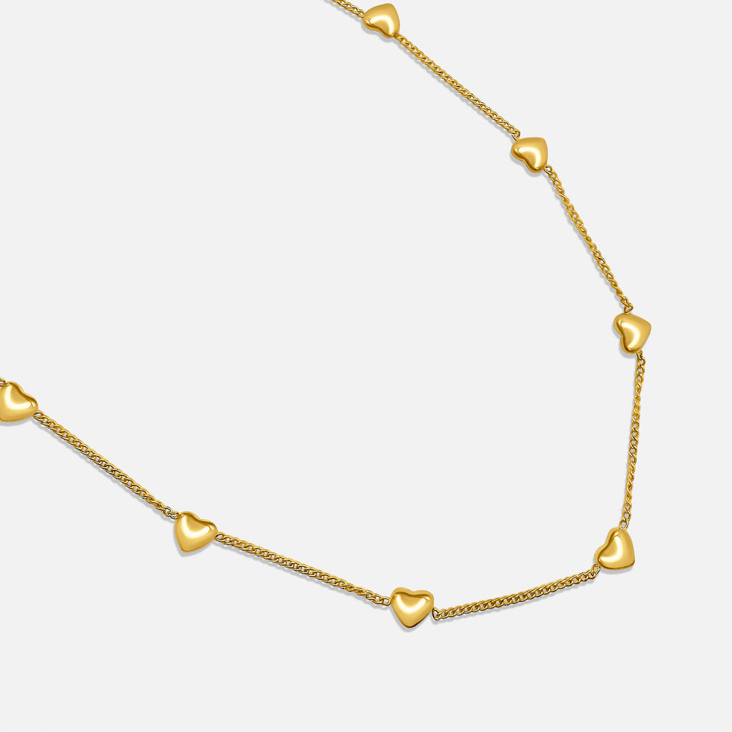 Collana con mini cuori a catena - Oro