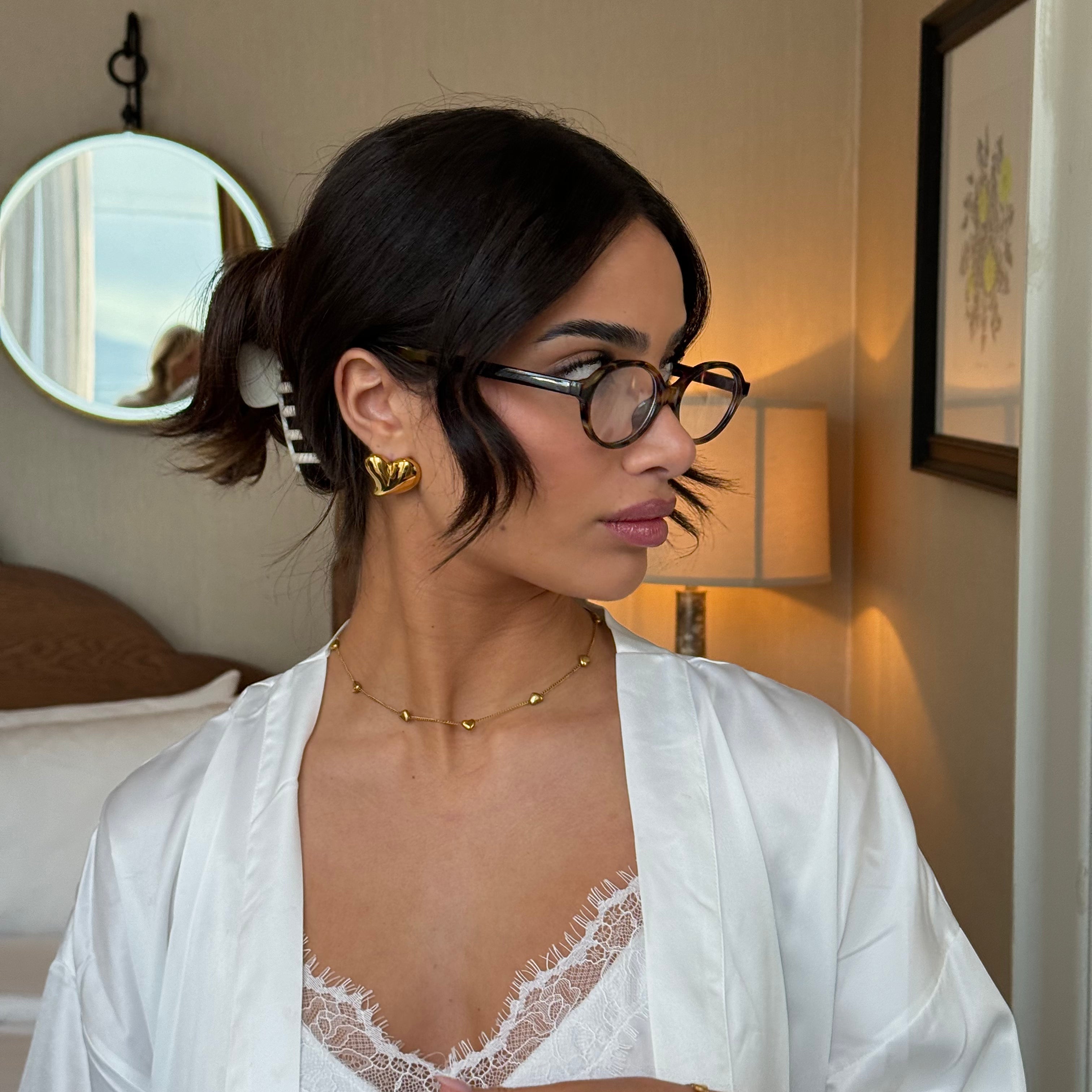 Collana con mini cuori a catena - Oro
