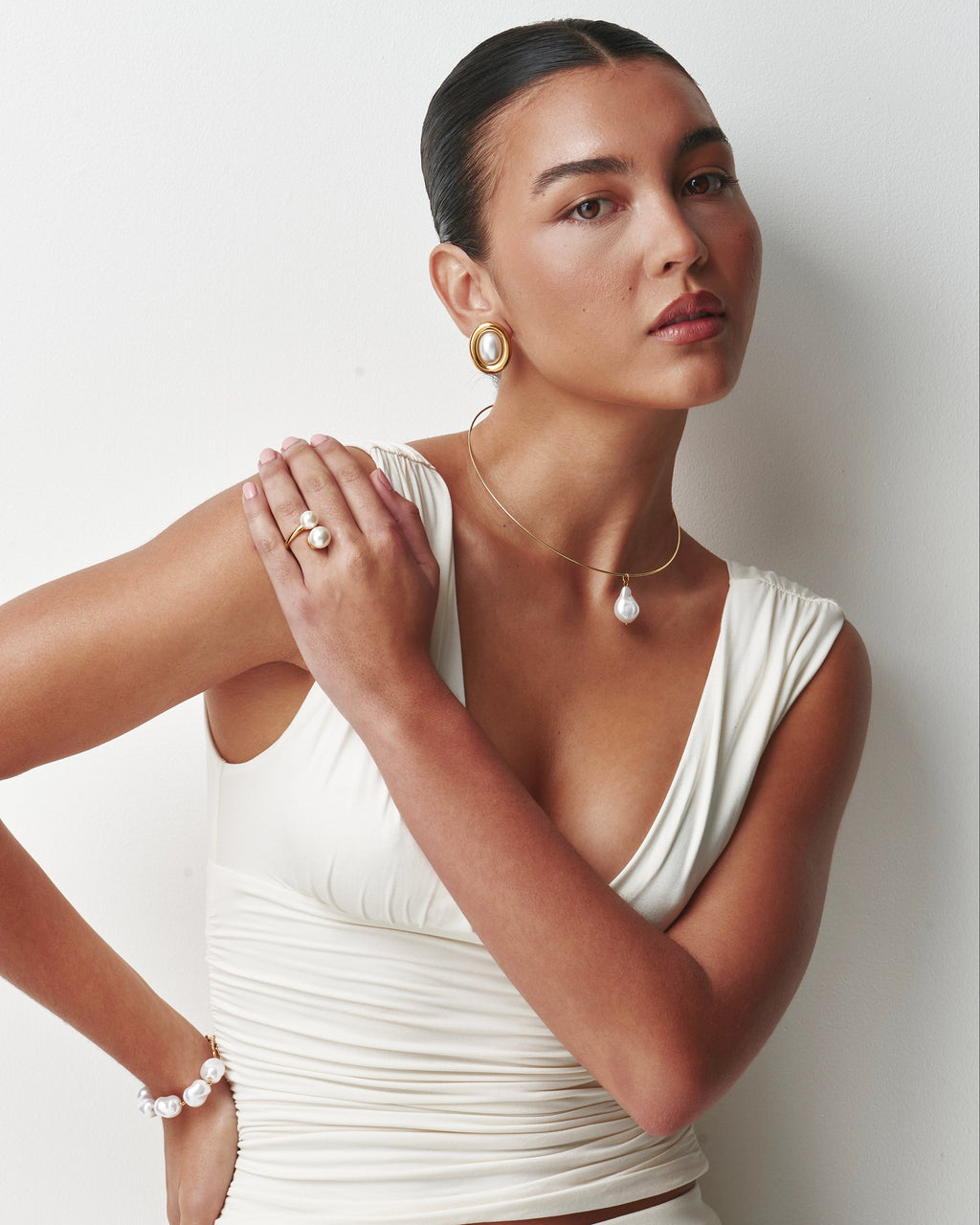 Collana a girocollo con perla naturale