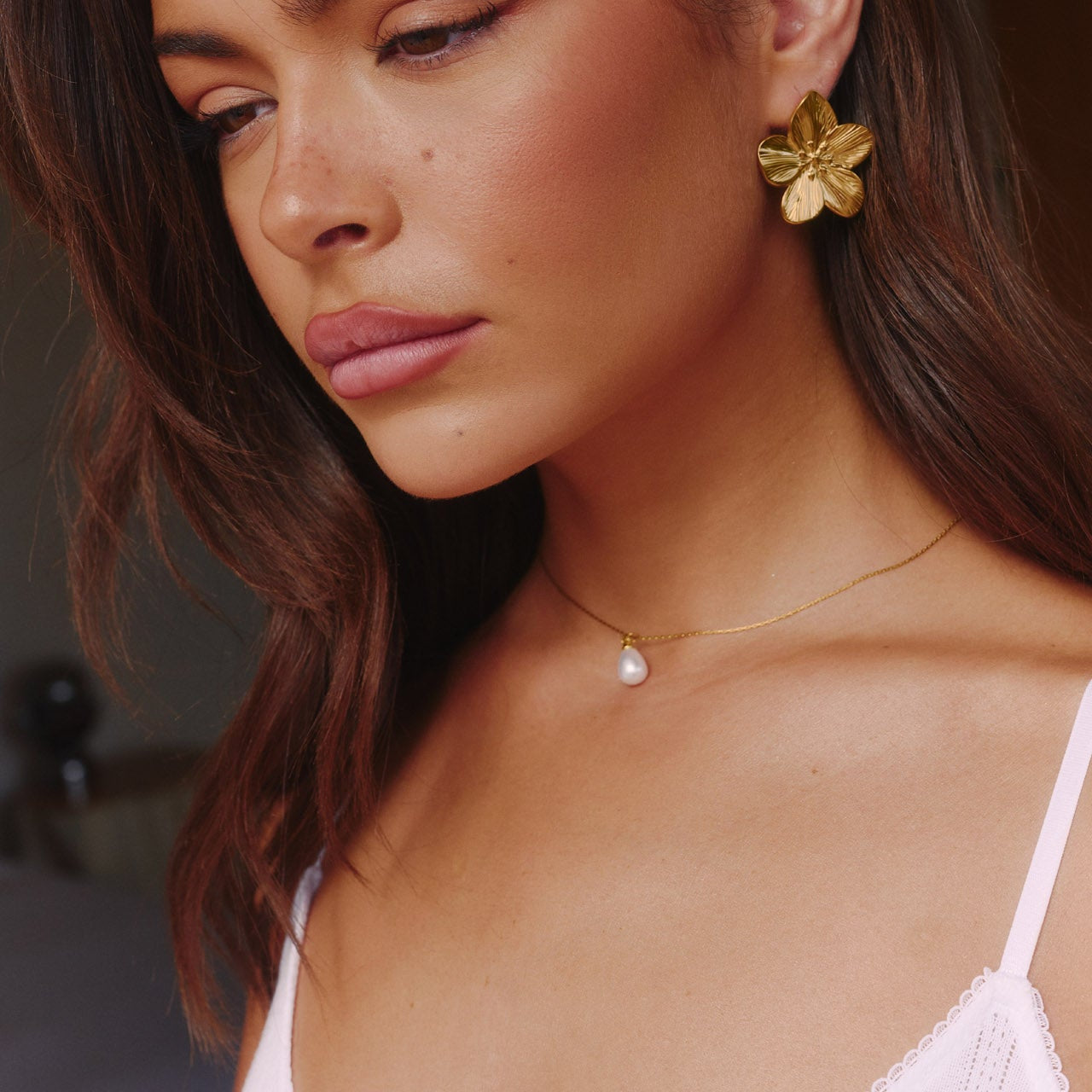Collana con mini perla a goccia