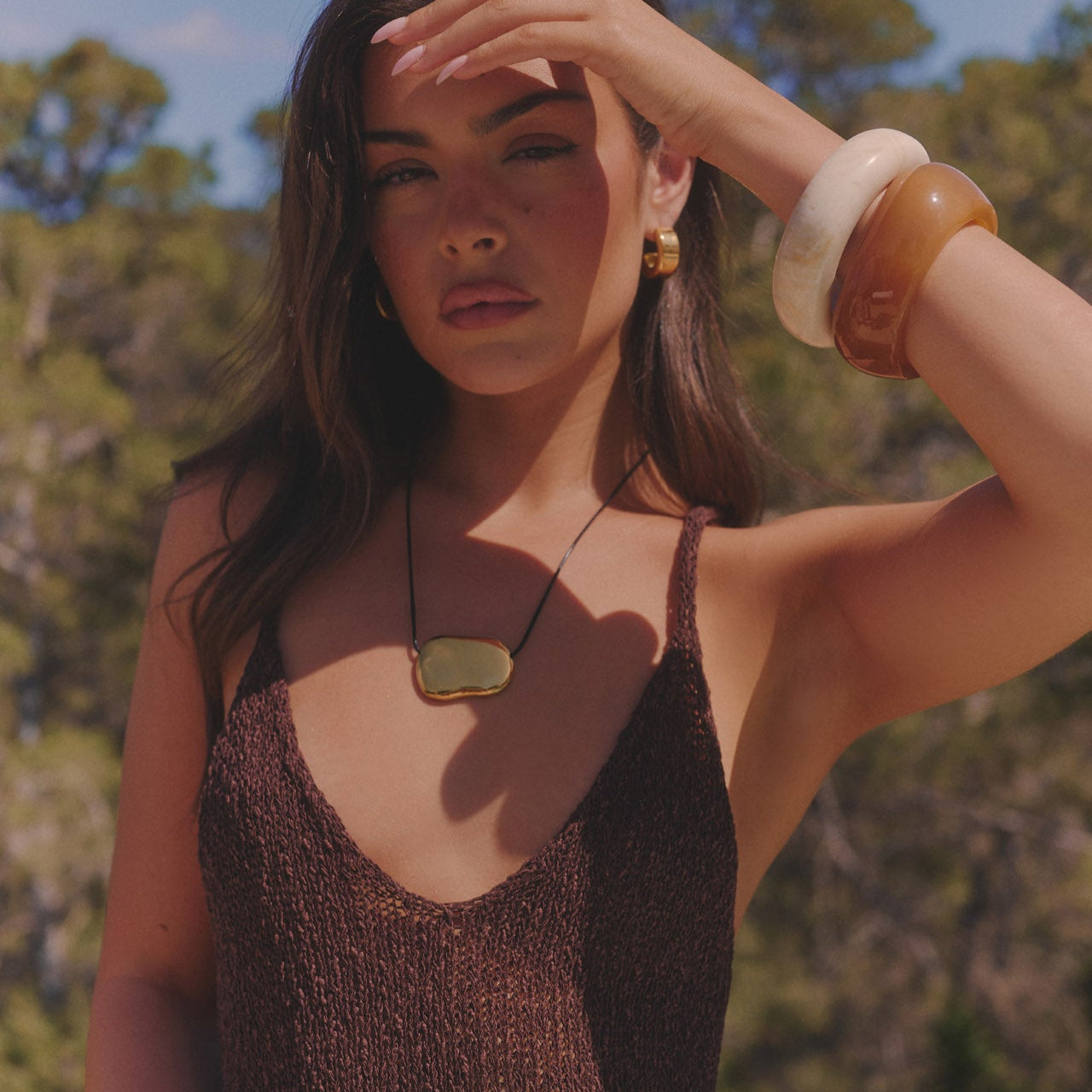 Collana con perline a forma di ciottolo - Oro