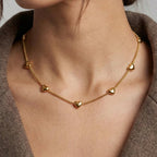 Collana con mini cuori a catena - Oro